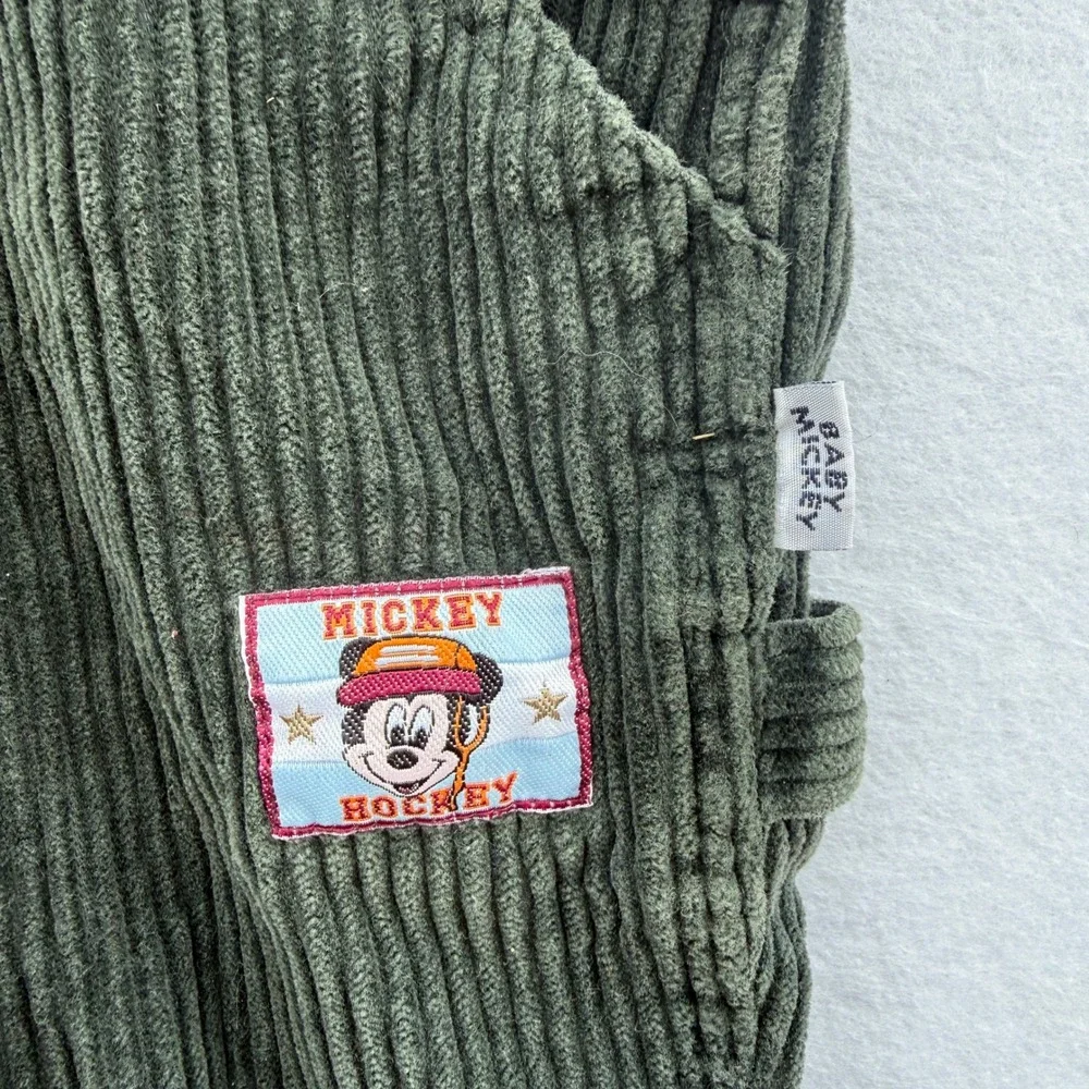 Vintage Baby Mickey & Co Overalls 12M Corduroy Disney Mickey Hockey Little Champ